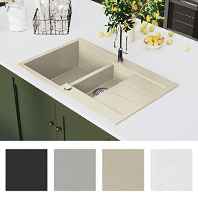 VidaXL Gootsteen dubbele bakken graniet beige VidaXL Gootsteen dubbele bakken graniet beige