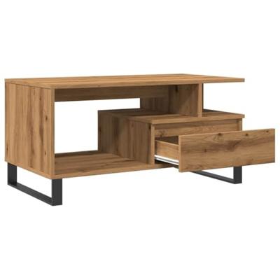 Salontafel 90x49x45 cm bewerkt hout artisanaal eikenkleurig