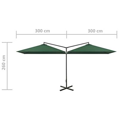 VidaXL Parasol dubbel met stalen paal 600x300 cm groen