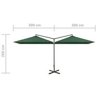 VidaXL Parasol dubbel met stalen paal 600x300 cm groen - thumbnail