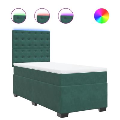 Boxspring met matras fluweel donkergroen 200x200 cm - thumbnail