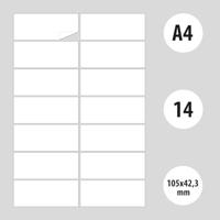 OFFICE products etiketten, wit, rechte hoeken, 100 vel, 105 x 42,3 mm, 14 etiketten per vel - thumbnail