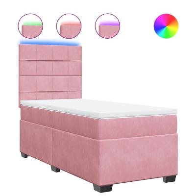 Boxspring met matras fluweel roze 100x200 cm
