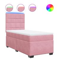 Boxspring met matras fluweel roze 90x190 cm - thumbnail