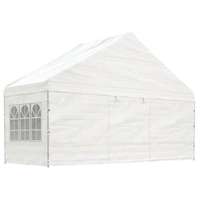 Prieel met dak 8,92x5,88x3,75 m polyetheen wit
