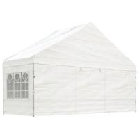 Prieel met dak 8,92x5,88x3,75 m polyetheen wit - thumbnail