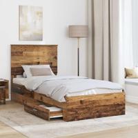 Bedframe met hoofdeinde Oudhout 90 x 190 cm Bewerkt hout - thumbnail
