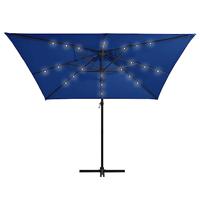 Zweefparasol met LED en stalen paal 250x250 cm azuurblauw - thumbnail