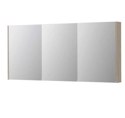 INK SPK2 Spiegelkast - 160x14x74cm - 3 deuren - dubbelzijdige Spiegel - schakelaar en stopcontact - MFC Ivoor eiken 1105530