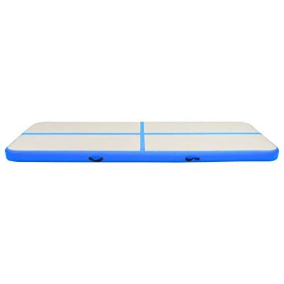 Gymnastiekmat met pomp opblaasbaar 400x100x15 cm PVC blauw - thumbnail