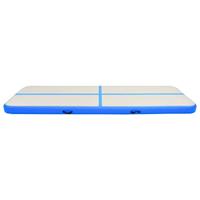 Gymnastiekmat met pomp opblaasbaar 400x100x15 cm PVC blauw - thumbnail