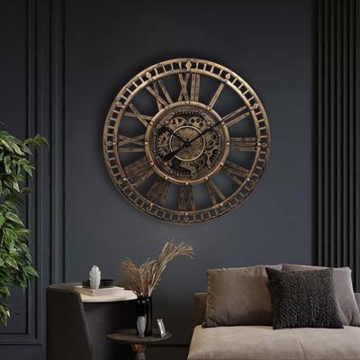 Grote Wandklok Tim - klok goud - industriële klok 90 cm Grote Wandklok Tim - klok goud - industriële klok 90 cm