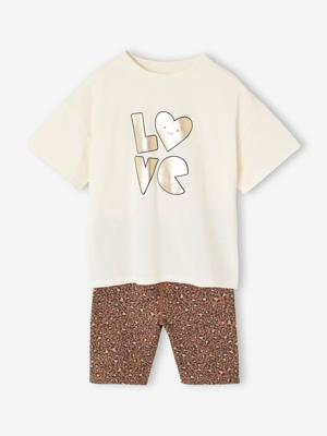 Set meisjes t-shirt en short ecru