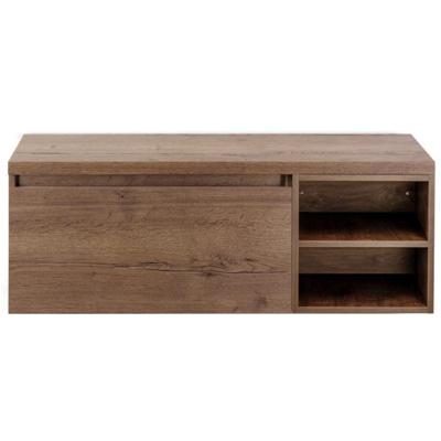 Frozen Badmeubelset 120 cm - Greeplijst in Kleur - Wastafel Regaalkast met Bovenblad Tabacco