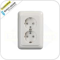 Busch-Jaeger wandcontactdoos 2-voudig met randaarde "Compact" inbouw wit 302EUJT214 - thumbnail