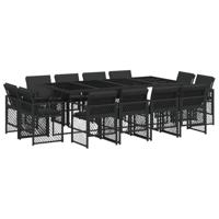 13-delige Tuinset met kussens poly rattan zwart - thumbnail