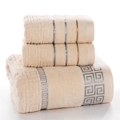 3 STKS Plaid katoen handdoek Badset (kaki)