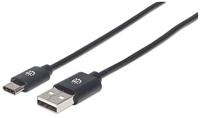Manhattan 354912 USB-kabel USB 2.0 USB-A stekker, USB-C stekker 0.50 m Zwart - thumbnail