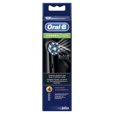 Oral-B CrossAction Opzetborstels Black, Verpakking Van 4, Black Edition Oral-B CrossAction Opzetborstels Black, Verpakking Van 4, Black Edition