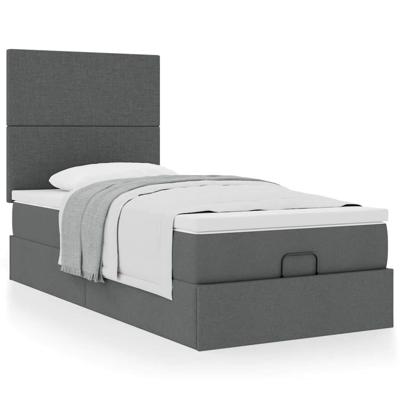 Ottoman bed met matras 90x190cm stof donkergrijs