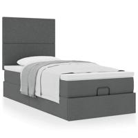 Ottoman bed met matras 90x190cm stof donkergrijs - thumbnail