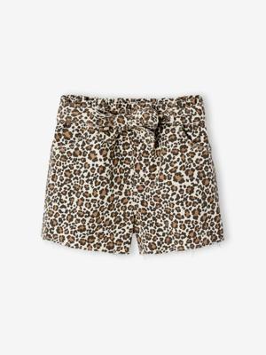 Short voor meisjes van twill met riem om te knopen vanille