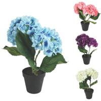 Kunstplant in pot hortensia 34 cm 4 assorti | 12 stuks - thumbnail
