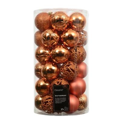 Kerstballen kunststof d6 cm orange 37 st Decoris - Decoris Kerstballen kunststof d6 cm orange 37 st Decoris - Decoris