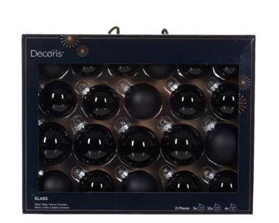 Kerstbal glas d7 cm zwart ass 21st kerst Decoris - Decoris Kerstbal glas d7 cm zwart ass 21st kerst Decoris - Decoris