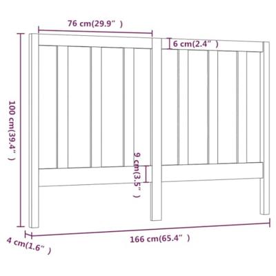 Hoofdbord 166x4x100 cm massief grenenhout honingbruin - thumbnail