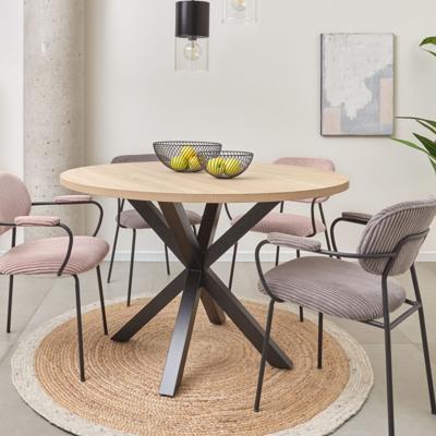 Kave Home Ronde Eettafel 'Argo' 120cm, kleur Naturel/Zwart