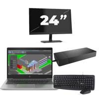 HP ZBook 14u G5 - Intel Core i7-8e Generatie - 14 inch - 16GB RAM - 256GB SSD - Windows 11 + 1x 24 inch Monitor - thumbnail