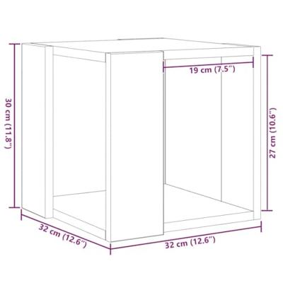Salontafel artisanaal eikenkleurig 32 x 32 x 30 cm Bewerkt hout