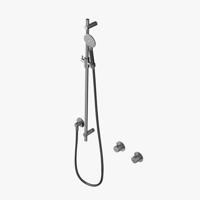 Glijstangset Hotbath Cobber Met Wandaansluitbocht En Handdouche Verouderd IJzer - thumbnail