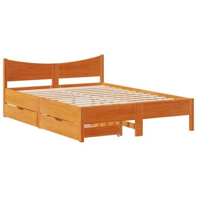 Bedframe met lades massief grenenhout wasbruin 150x200 cm