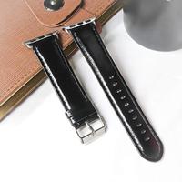 Retro leren bandje - Zwart - Geschikt voor Apple Watch 38mm / 40mm / 41mm / 42mm - thumbnail