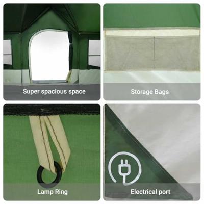 Gezinstent Groen en beige 622 x 295 x 238 cm Polyester en staal