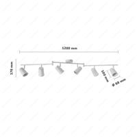 Riga - LED plafondlamp - 24 Watt 2070 Lumen - 6 spots - 4000K Neutraal wit - Draaibaar en dimbaar - GU10 - Kantelbaar - Plafondspot - IP20 Voor binnen - Wit - thumbnail