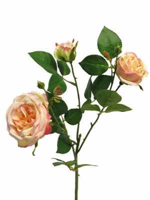 Italian rose spray x3 peach 61cm