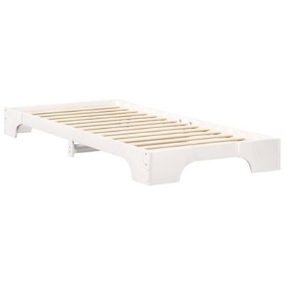 Bedframe met opslag Wit 100 x 210 cm Hout Bedframe met opslag Wit 100 x 210 cm Hout