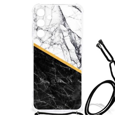 Samsung Galaxy A25 Anti-Shock Hoesje Marmer Wit Zwart - Origineel Cadeau Man Samsung Galaxy A25 Anti-Shock Hoesje Marmer Wit Zwart - Origineel Cadeau Man