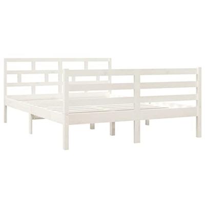 Bedframe massief grenenhout wit 140x190 cm