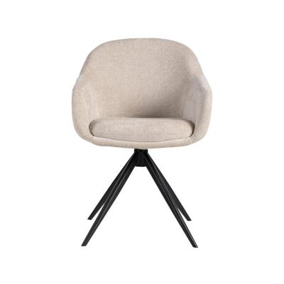 LABEL51 Eetkamerstoel Fiby - Naturel - - Zwart Metalen Frame