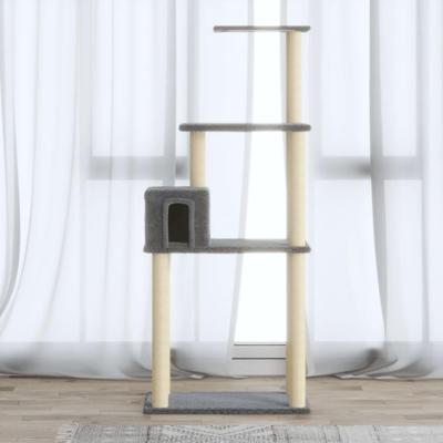 VidaXL Kattenkrabpaal met sisal krabpalen 147 cm lichtgrijs