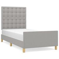 Bedframe met hoofdeinde stof lichtgrijs 90x200 cm - thumbnail