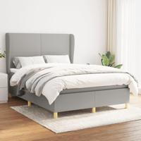 Boxspring met matras stof lichtgrijs 140x200 cm - thumbnail