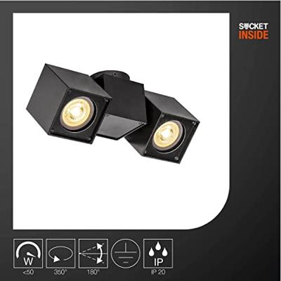 SLV 1002215 ALTRA DICE Wandlamp, Plafondlamp GU10 Zwart SLV 1002215 ALTRA DICE Wandlamp, Plafondlamp GU10 Zwart