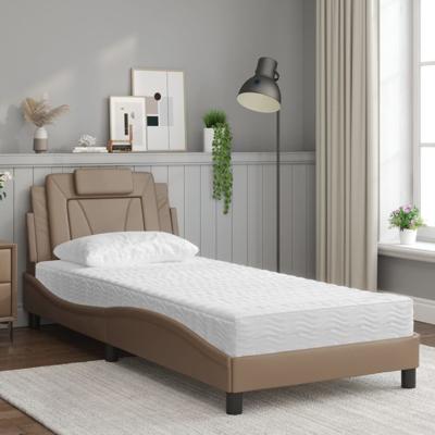 Bed met matras kunstleer cappuccinokleurig 80x200 cm