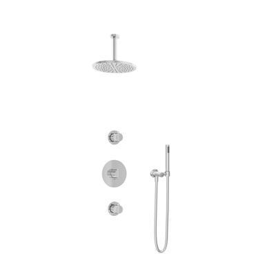 Hotbath Buddy - Inbouw Regendoucheset - 2 Stopkranen - Thermostatisch - Plafondbuis 15 cm - Hoofddouche 250 mm - Staafhanddouche - Waterbesparend - V01