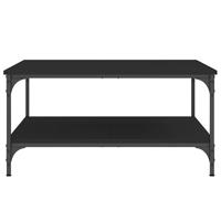 Salontafel 80x80x40 cm bewerkt hout zwart - thumbnail
